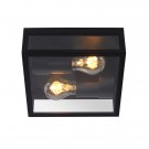 DUKAN Flush ceilin. Outd.-Black-2xE27-15W-IP65 thumbnail